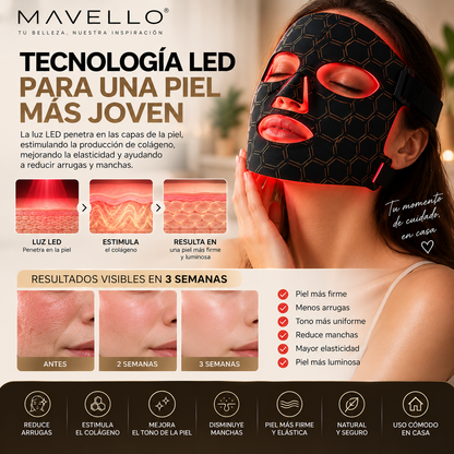 Máscara facial LED con Terapia de Luz Roja para la Cara y la Piel