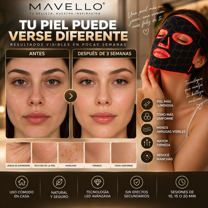 Máscara facial LED con Terapia de Luz Roja para la Cara y la Piel