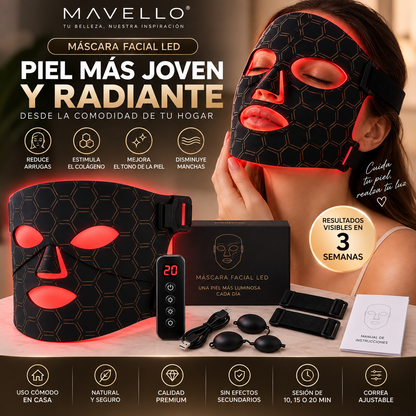 Máscara facial LED con Terapia de Luz Roja para la Cara y la Piel
