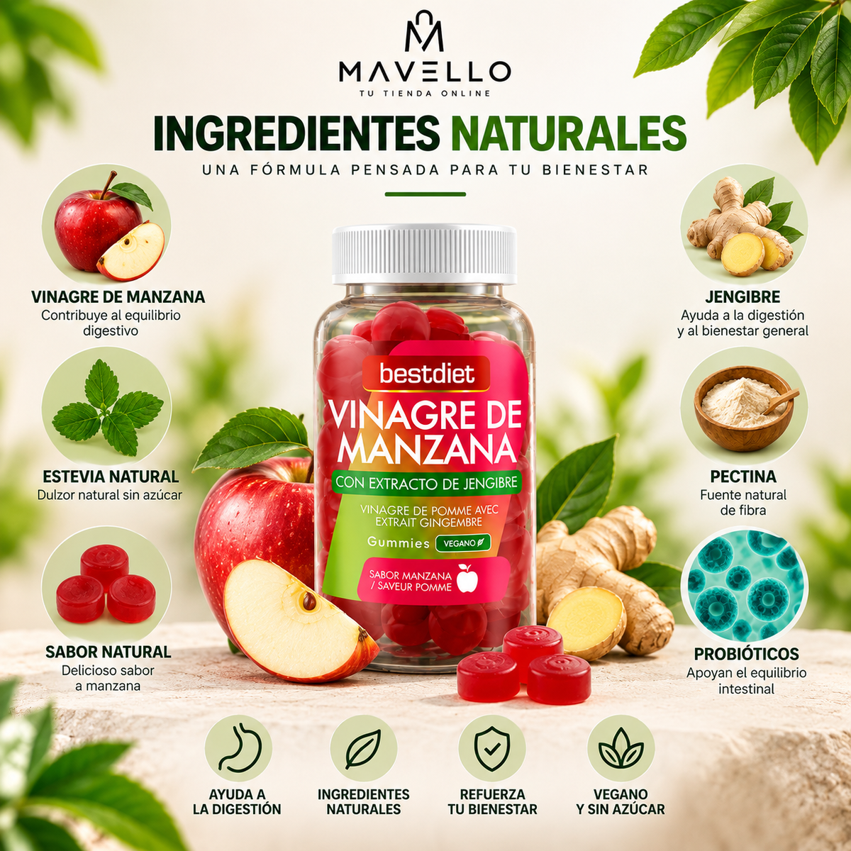 SUP Gummies de Vinagre de Manzana – Apoyo Digestivo y Energía Natural