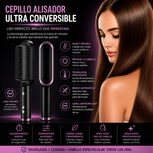 Cepillo Alisador de Pelo | Liso Perfecto y Sin Frizz